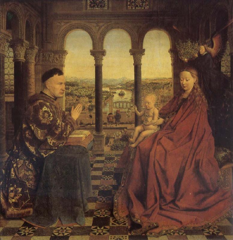 Jan Van Eyck Madonna of chancellor Rolin Sweden oil painting art
